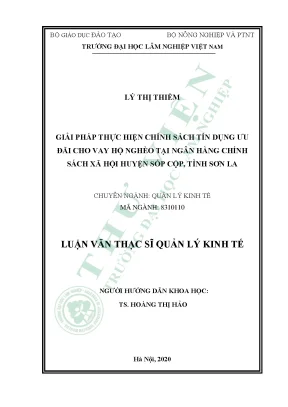 Giải pháp thực hiện chính sách tín dụng ưu đãi cho vay hộ nghèo tại ngân hàng chính sách xã hội huyện sốp cộp tỉnh sơn la
