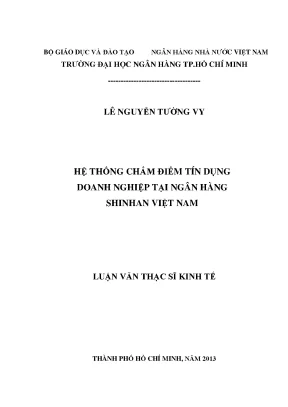 Luận văn hệ thống chấm điểm tín dụng doanh nghiệp tại ngân hàng shinhan việt nam