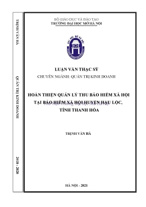 Hoàn thiện quản ly thu bảo hiểm xã hội tại bảo hiểm xã hội huyện hậu lộc tỉnh thanh hóa