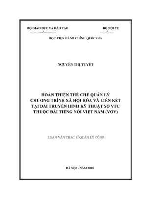 Luận văn hoàn thiện thể chế quản lý chương trình xã hội hóa và liên kết tại đài truyền hình kỹ thuật số vtc thuộc đài tiếng nói việt nam vov