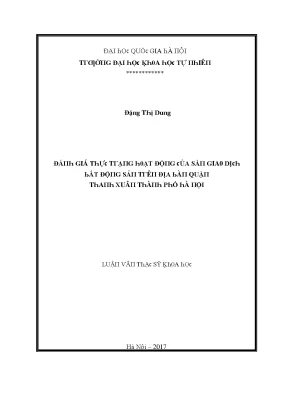 Luận văn thạc sĩ đánh giá thực trạng hoạt động của sàn giao dịch bất động sản trên địa bàn quận thanh xuân thành phố hà nội vnu lvts003