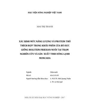 Luận văn xác định mức năng lượng và protein thô thích hợp trong khẩu phần của bò đực giống holstein friesian nuôi tại trạm nghiên cứu và sản xuất tinh đông lạnh moncada