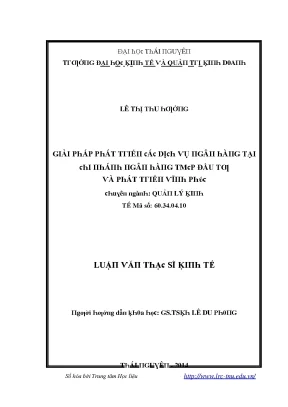 Luận văn giải pháp phát triển các dịch vụ ngân hàng tại chi nhánh ngân hàng tmcp đầu tư và phát triển vĩnh phúc
