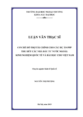 Luận văn cơ chế hỗ trợ tài chính cho các dự án ppp để thu hút nhà đầu tư nước ngoài kinh nghiệm quốc tế và bài học cho việt nam