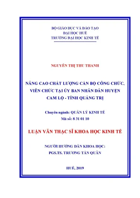 Luận văn nâng cao chất lượng cán bộ công chức viên chức tại ủy ban nhân dân huyện cam lộ tỉnh quảng trị
