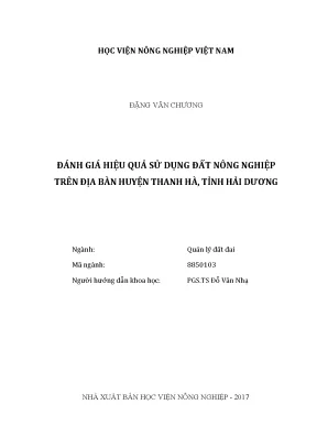 Luận văn đánh giá hiệu quả sử dụng đất nông nghiệp trên địa bàn huyện thanh hà tỉnh hải dương