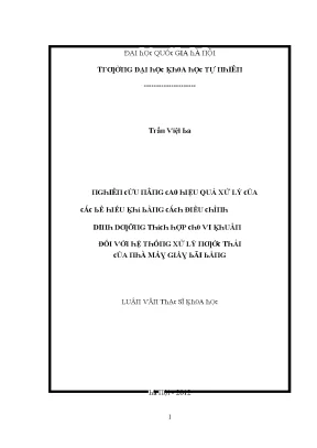 Nghiên cứu nâng cao hiệu quả xử lý của các bể hiếu khí bằng cách điều chỉnh dinh dưỡng thích hợp cho vi khuẩn đối với hệ thống xử lý nước thải của nhà máy giấy bãi bằng