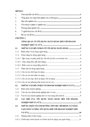 Luận văn tín dụng đối với doanh nghiệp nhỏ và vừa tại ngân hàng nông nghiệp và phát triển nông thôn việt nam chi nhánh tỉnh bà rịa vũng tàu