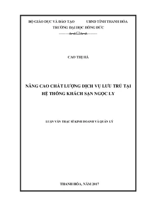 Nâng cao chất lượng dịch vụ lưu trú tại hệ thống khách sạn ngọc ly