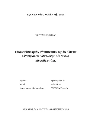 Tăng cường quản lý thực hiện dự án đầu tư xây dựng cơ bản tại cục đối ngoại bộ quốc phòng