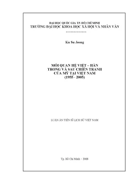 Mối quan hệ việt hàn trong và sau chiến tranh của mỹ tại việt nam 1955 2005