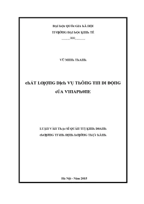 Luận văn chất lượng dịch vụ thông tin di động của vinaphone