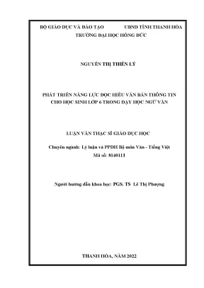 Phát triển năng lực đọc hiểu văn bản thông tin cho học sinh lớp 6 trong dạy học ngữ văn