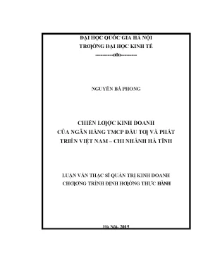 Luận văn chiến lược kinh doanh của ngân hàng tmcp đầu tư và phát triển việt nam chi nhánh hà tĩnh