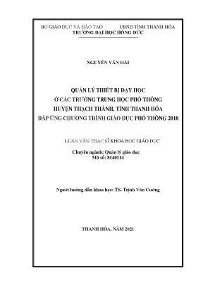 Quản lý thiết bị dạy học ở các trƣờng trung học phổ thông huyện thạch thành tỉnh thanh hóa đáp ứng chƣơng trình giáo dục phổ thông 2018
