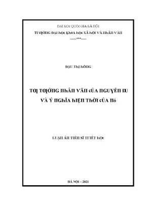 Luận văn thạc sĩ tư tưởng nhân văn của nguyễn du và ý nghĩa hiện thời của nó vnu lvts10