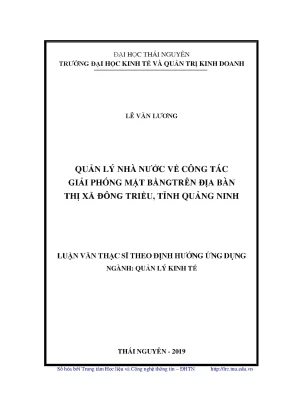 Luận văn quản lý kinh tế quản lý nhà nước về công tác giải phóng mặt bằng trên địa bàn thị xã đông triều tỉnh quảng ninh