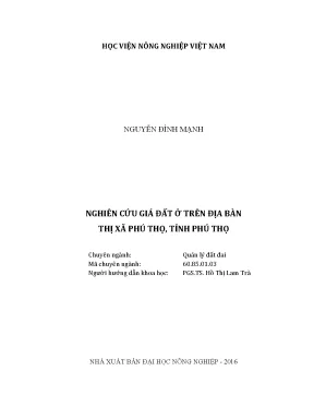 Luận văn nghiên cứu giá đất ở trên địa bàn thị xã phú thọ tỉnh phú thọ