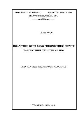 Hoàn thuế gtgt bằng phương thức điện tử tại cục thuế tỉnh thanh hóa0