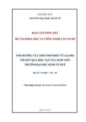 Luận văn phân tích ảnh hưởng của trò chơi điện tử game tới kết quả học tập của sinh viên trường đại học kinh tế huế