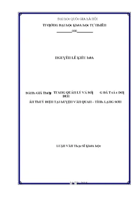 Luận văn thạc sĩ đánh giá thực trạng quản lý và sử dụng đất các dự án thủy điện tại huyện văn quan tỉnh lạng sơn vnu lvts003