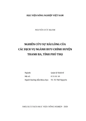 Nghiên cứu sự hài lòng của các dịch vụ ngành bưu chính huyện thanh ba tỉnh phú thọ