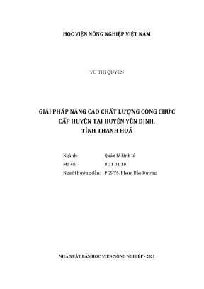 Giải pháp nâng cao chất lượng công chức cấp huyện tại huyện yên định tỉnh thanh hóa