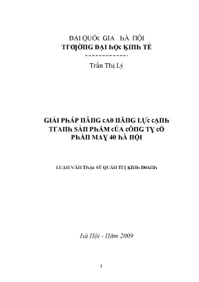Luận văn giải pháp nâng cao năng lực cạnh tranh sản phẩm của công ty cổ phần may 40 hà nội