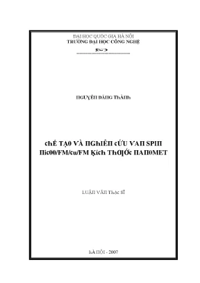 Luận văn chế tạo và nghiên cứu van spin nicoo fm cu fm kích thước nanomet