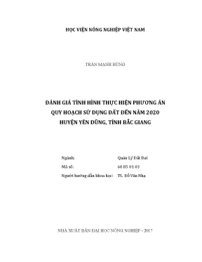 Luận văn đánh giá tình hình thực hiện phương án quy hoạch sử dụng đất đến năm 2020 huyện yên dũng tỉnh bắc giang