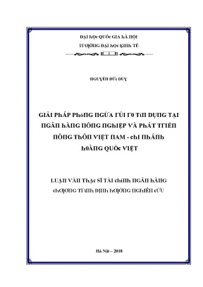 Luận văn giải pháp phòng ngừa rủi ro tín dụng tại ngân hàng nông nghiệp và phát triển nông thôn việt nam chi nhánh hoàng quốc việt