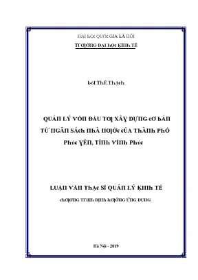 Luận văn quản lý vốn đầu tư xây dựng cơ bản từ ngân sách nhà nước của thành phố phúc yên tỉnh vĩnh phúc