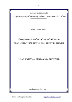 Luận văn tối ưu hóa các thông số hệ mờ sử dụng phân cụm dữ liệu trừ và giải thuật di truyên
