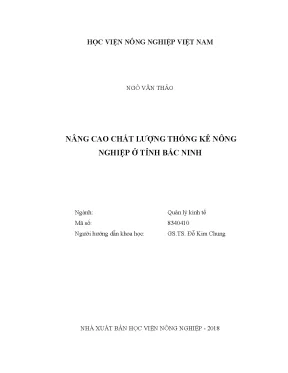 Luận văn nâng cao chất lượng thống kê nông nghiệp ở tỉnh bắc ninh