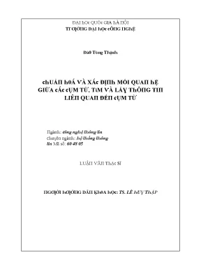 Luận văn chuẩn hóa và xác định mối quan hệ giữa các cụm từ tìm và lấy thông tin liên quan đến cụm từ