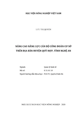 Nâng cao năng lực cán bộ công đoàn cơ sở trên địa bàn huyện quỳ hợp tỉnh nghệ an