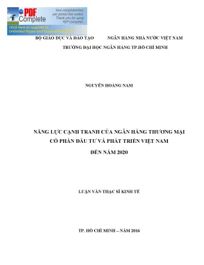 Luận văn năng lực cạnh tranh của ngân hàng thương mại cổ phần đầu tư và phát triển việt nam đến năm 2020