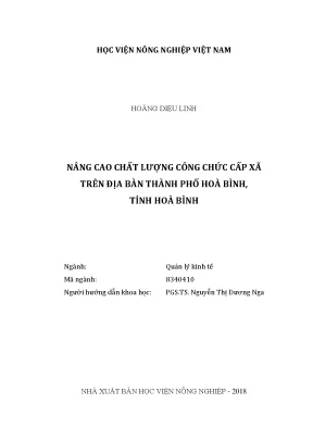 Luận văn nâng cao chất lượng công chức cấp xã trên địa bàn thành phố hòa bình tỉnh hòa bình