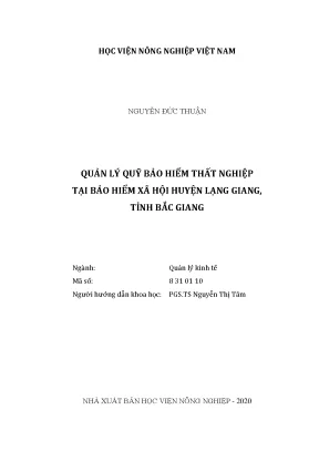 Quản lý quỹ bảo hiểm thất nghiệp tại bảo hiểm xã hội huyện lạng giang tỉnh bắc giang