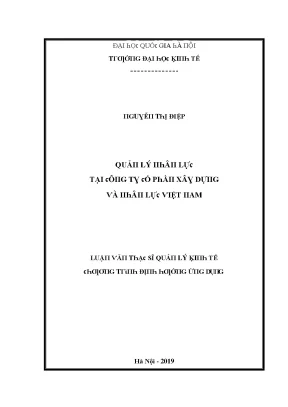 Luận văn quản lý nhân lực tại công ty cổ phần xây dựng và nhân lực việt nam