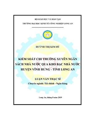 Luận văn kiểm soát chi thường xuyên ngân sách nhà nước qua kho bạc nhà nước huyện vĩnh hưng tỉnh long an
