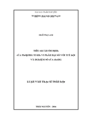 Luận văn tiêu chuẩn ổn định của phương trình vi phân đại số với trễ bội và nghiệm số của chúng