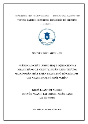 Luận văn nâng cao chất lượng hoạt động cho vay khách hàng cá nhân tại ngân hàng thương mại cổ phần phát triển thành phố hồ chí minh chi nhánh nam kỳ khởi nghĩa