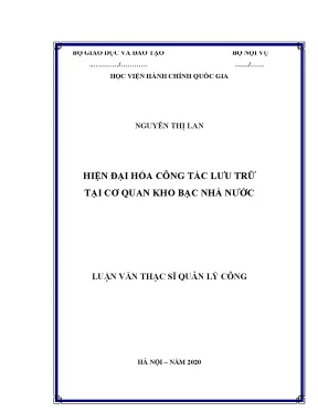 Luận văn hiện đại hóa công tác lưu trữ tại cơ quan kho bạc nhà nước