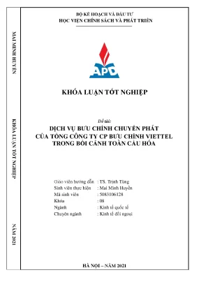 Luận văn dịch vụ bưu chính chuyển phát của tổng công ty cổ phần bưu chính viettel trong bối cảnh toàn cầu hóa