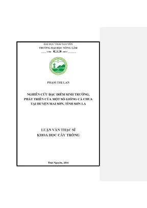 Luận văn nghiên cứu đặc điểm sinh trưởng phát triển của một số giống cà chua tại huyện mai sơn tỉnh sơn la
