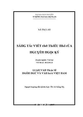 Luận văn sáng tác viết cho thiếu nhi cảu nguyễn ngọc ký