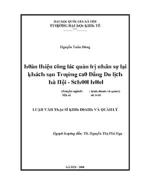 Luận văn hoàn thiện công tác quản trị nhân sự tại khách sạn trường cao đẳng du lịch hà nội school hotel
