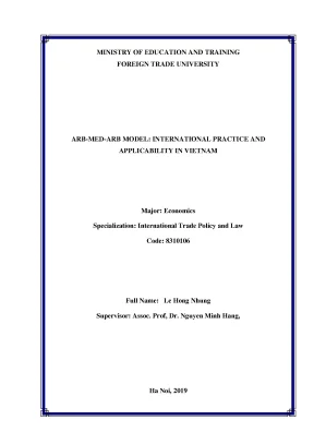 Luận văn arbitration med arb model international practice and applicability in viet nam