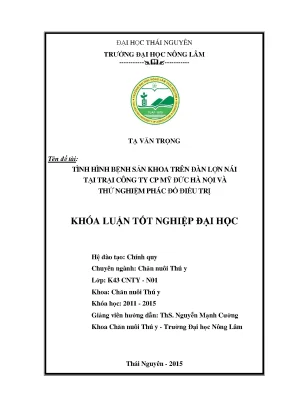 Luận văn tình hình bệnh sản khoa trên đàn lợn nái tại trại công ty cp mỹ đức hà nội và thử nghiêm phác đồ điều trị